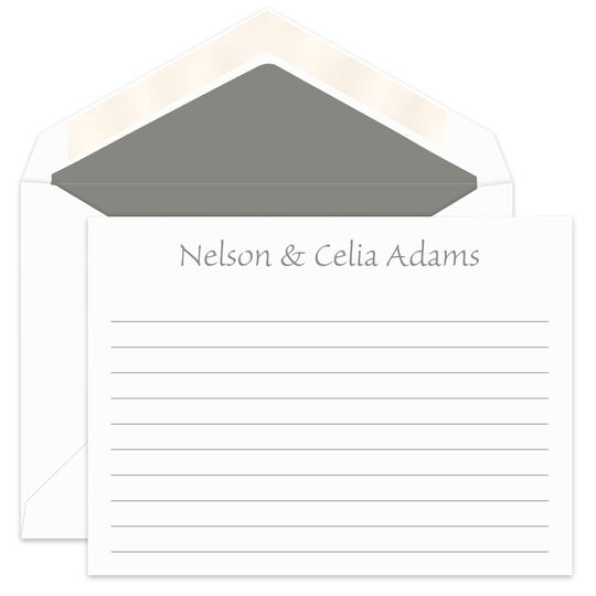 Simple Flat Correspondence Cards with Writing Lines - Raised Ink